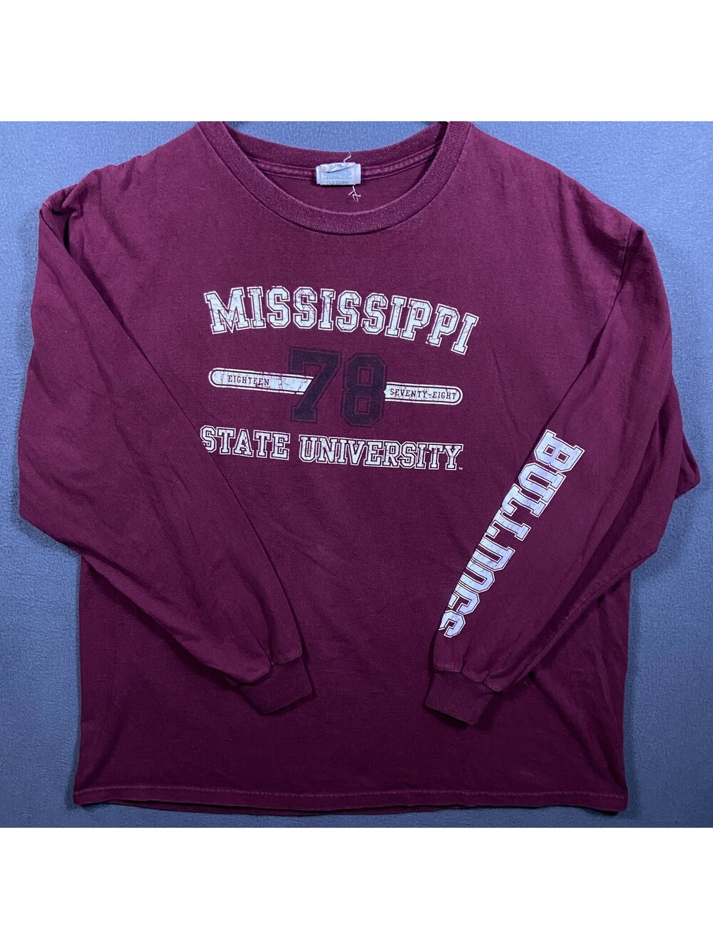 VTG Mississippi 1878 State Bulldogs XL LS College Football Burgundy Hail State!!